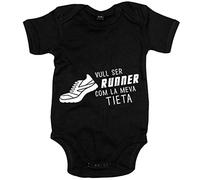 Body bebé Vull ser Runner com la meva tieta - Negro, Talla única 12 meses