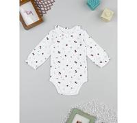 Body blanco de bebé con flores y cuello Peter Pan