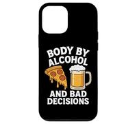 Body By Alcohol And Bad Decisions Funny Pizza Beer Beber Carcasa para iPhone 12 mini