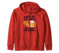 Body By Alcohol And Bad Decisions Funny Pizza Beer Beber Sudadera con Capucha