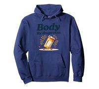 Body by Ibuprofen: Parodia de Fitness humorístico para Amantes del Gimnasio Sudadera con Capucha, Unisex para Adultos, Azul Marino, XL