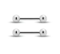 Body CAC Piercing corto de titanio para lengua, pezón, barra recta, 16 G/14 G, Metal, No es una piedra preciosa