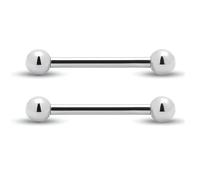 Body CAC Piercing corto de titanio para lengua, pezón, barra recta, 16 G/14 G, Metal, No es una piedra preciosa