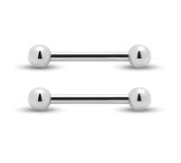 Body CAC Piercing corto de titanio para lengua, pezón, barra recta, 16 G/14 G, Metal, No es una piedra preciosa