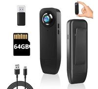 Body CAM, Mini Camara Espia 1080P, Camara Sin Necesidad de WiFi, Camara Espia Bateria Larga Duracion 1000mAh, Cámara Corporal con TF de 64 GB Preinstalada, Detección de Movimiento y Visión Nocturna
