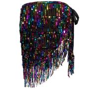 Body Dance Hip Bufand de Cuatro Capas Bling Sequin Belly Dancing Skirt Wrap Sweet Halloween Dance Trajes para Mujeres