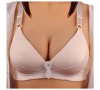 Body de encaje para sujetador cómodo y transpirable sin anillo de acero, pecho pequeño, ropa interior push up, beige, 95B