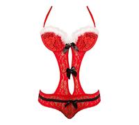 Body de lencería para mujer con lazo sin aros, diseño sin espalda para un ambiente festivo seductor, rojo, XXL