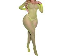 Body de Malla con Mangas largas lencería y Mono Ajustado para la Comodidad en el Bralette de Encaje Francés sin Aros para Confort Total