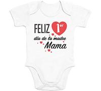 Body de Manga Corta para bebé - Regalo Feliz Primer Mamá día de la Madre 3-6 Meses Blanco
