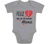 Body de Manga Corta para bebé - Regalo Feliz Primer Mamá día de la Madre 3-6 Meses Gris
