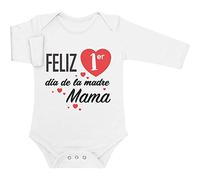 Body de Manga Larga para bebé - Regalo Feliz Primer Mamá día de la Madre 6-12 Meses Blanco