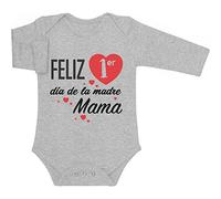 Body de Manga Larga para bebé - Regalo Feliz Primer Mamá día de la Madre 6-12 Meses Gris