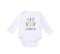 Body de Manga Larga para Niña con Estampado Festivo Hanukkah Mangas Traje Cálido Bebé Pequeño Casual y Cómodo (Blue, 3-6 Months)