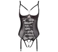Abierta Fina - Body abierto con encaje y tiras (negro) - 85B/L