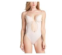 Body de Tanga sin Costuras con Escote en U y Espalda Descubierta, lencería Moldeadora para Mujer, Sujetador Invisible Debajo del Vestido, Moldeador Corporal (Color: Azul Rey, Talla: M/Mediana) (Piel