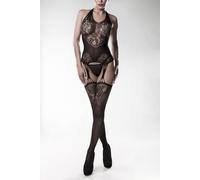 Body De Terciopelo Gris Con Diseño Sexy De Malla