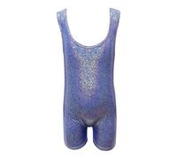 Body de Tirantes con Lentejuelas y Shorts para Niñas Traje de Malla Sin Mangas para Danza Gimnasia Performance Ropa Deportiva Elástica Cómoda (Sky Blue, 110)