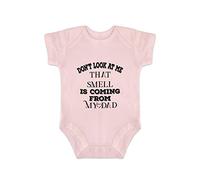 Body de una pieza para bebé, ropa de verano de manga corta con texto en inglés "Dont Look at Me That Smell Is My Dad", ropa orgánica para bebé recién nacido, 24 meses