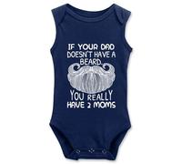 Body divertido para bebé con texto en inglés "If Your Dad Doesn't Have A Beard You Have 2 Moms", I-azul marino, 12 meses