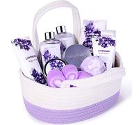 BODY & EARTH Cestas Regalo Mujer, Set Regalo Mujer Kits de Baño Spa 11 Piezas (Lavanda-1)