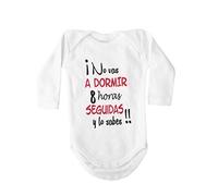 BODY FRASE BEBE NO VAIS A DORMIR 8H Y LO SABES (3 MESES, MANGA CORTA)