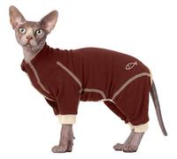 Body Gatos Postoperatorio, Traje de Recuperación Heridas Gato Suave Ropa Antilamida Abrigo Invierno Cálido Vestido Sphynx Deje de Rascarse Y Lamerse(Marrón Rojizo, 2XL)