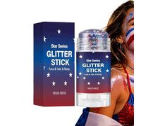 Body Glitter Stick Maquillaje patriótico americano para el corporal | Rojo Blanco Azul Bolígrafo con purpurina para mujeres y niñas, fiestas, conmemoración e independencia, desfiles, festivales,