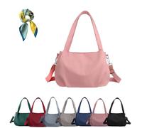 Body Light and Versatile Casual Bag, Large Capacity Nylon Waterproof Crossbody Bag,Multi-Pocket for Women (pink)