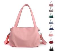 Body Light and Versatile Casual Bag, Nylon Waterproof Shoulder Crossbody Bag, Multiple Pockets, for Woman Travels (Pink)