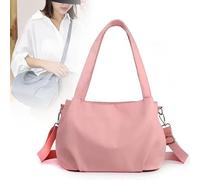 Body Light And Versatile Casual Bag, Nylon Waterproof Shoulder Crossbody Bag with Multi-Pockets, Large Capacity (Pink)
