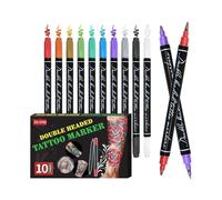Body Markers, 10 Vibrant Color Body Paint Pens for Temporary Skin Art, Washable Face Drawing Kit for Teens Adults Festival Makeup Halloween Carnival Cosplay Events 1-2mm