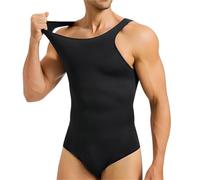 Body Moldeador for Hombre, Control de Abdomen, compresión Abdominal, Adelgazante, sin Mangas, Camiseta Interior con Entrepierna Abierta, Cuerpo Completo para La Práctica Deportiva(Black,XL)