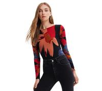 Body mujer Desigual Grandflower, acanalado, negro con estampado floral,...