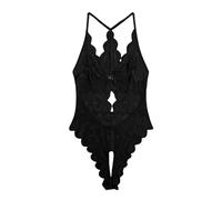 Body Mujer Lenceria Ropa Sexy Mujer Rojo Entero New Erotic Lingerie Plus Size Erotic Lingerie New Lace See Through No Removal Crotchless Jumpsuit Sexy Lenceria Erotic Traje Sexy Mujer Falda (Black, L)