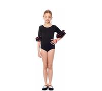 Body o maillot Sevillana con Volante Lunar negro y rojo para niña Talla de 6 años