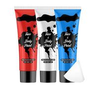 Body Paint Kit, Halloween Face Paint, Liquid Makeup Set, Waterproof Washable Formula, Long-Lasting Facial Coverage, Ideal for Adults Kids Children Cosplay Events Parties, 3 Pieces