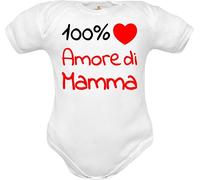 Body para bebé con diseño de cariño y texto en inglés "Love di Zia", de manga corta y manga larga, Body blanco de manga corta 100% Amore di Mamma, 3-6 Meses