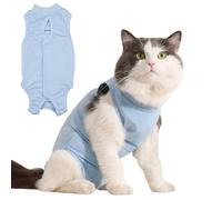 Body para gatos después de la cirugía y recuperación de enfermedades de la piel - Alternativa anti-lamer al collar electrónico (azul, L)