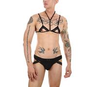 Body para hombre de un solo color, mankini de lucha libre, traje de baño de una pieza, traje de baño de una pieza, chaleco sexy, tejido de rejilla, ropa interior Jockstrap de una sola pieza, Negro , M