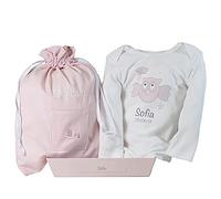 Body Personalizado para Bebe | 100% Algodon | (Body + 2 Muselinas | Rosa) | BebeDeParis