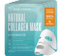 Body Restaure Natural Collagen Face Mask 5 Pack - Masilla coreana para el cuidado de la piel con agua de coco fermentada - Regalos de cumpleaos