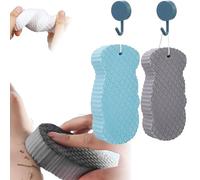Body Scrubber, Magic Exfoliating Bath Sponge, Berosely Radiant Skin Sponge, Magic 3D Super Soft Exfoliating Bath Sponges, Highly Absorbent Design, Great for Adults and Children (Blue&gray)
