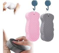 Body Scrubber, Magic Exfoliating Bath Sponge, Berosely Radiant Skin Sponge, Magic 3D Super Soft Exfoliating Bath Sponges, Highly Absorbent Design, Great for Adults and Children (Pink&gray)