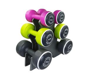 Body Sculpture Torre de Mancuernas Inteligente (19 kg), Gris/Rosa/Verde