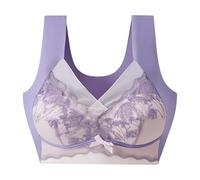 Body Sexy Cuero Hot Womens Correcting Bra Bra Sexy Up Wireless Bra Breathable Bras for Older Women Everyday Brazo Alto Pole Dance, morado, 5X-Large
