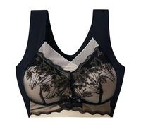 Body Sexy Cuero Hot Womens Correcting Bra Bra Sexy Up Wireless Bra Breathable Bras for Older Women Everyday Brazo Alto Pole Dance, Le Noir, L