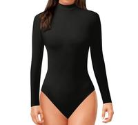 Body Shaper - Body Shaper para mujer, manga larga, cuello alto, térmico, informal, para ballet, deportivo, básico, sexy, de manga larga, fitness, parte superior de forro polar, B1, color negro., 6 1/2