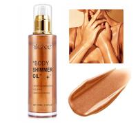 Body Shimmer Oil 100 ml, iluminador corporal hidratante de larga duración, iluminador líquido impermeable, brillo corporal, resaltador de aceite de brillo corporal, maquillaje bronceador de verano