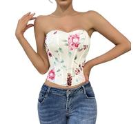Body sin tirantes para mujer, sin costuras, estampado floral, ropa interior moldeadora, reafirmante, transpirable, cerca de la piel, Blanco, L